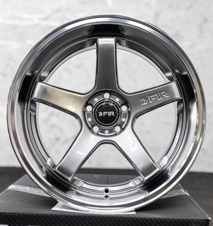 F1R FC5 18" 18x8.5 ET38 / 18x9.5 ET38 Hyper Black/Polish Lip 5x114 – ( Staggered Set of 4 )