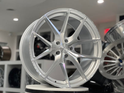 Aodhan AFF7 Gloss Silver Machined Face - 18x9.5 +35 5x112 (Square Set of 4)