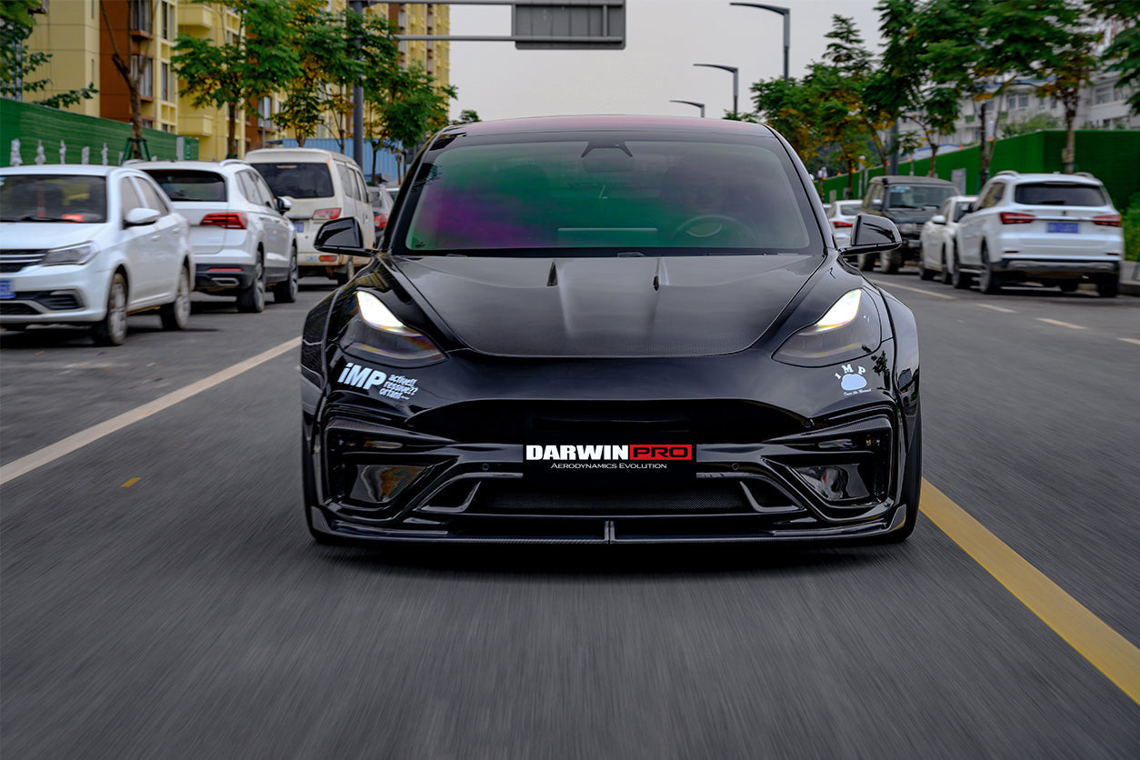 2017-2023 Tesla Model 3 IMP Performance Partial Carbon Fiber Front Bumper - DarwinPRO Aerodynamics