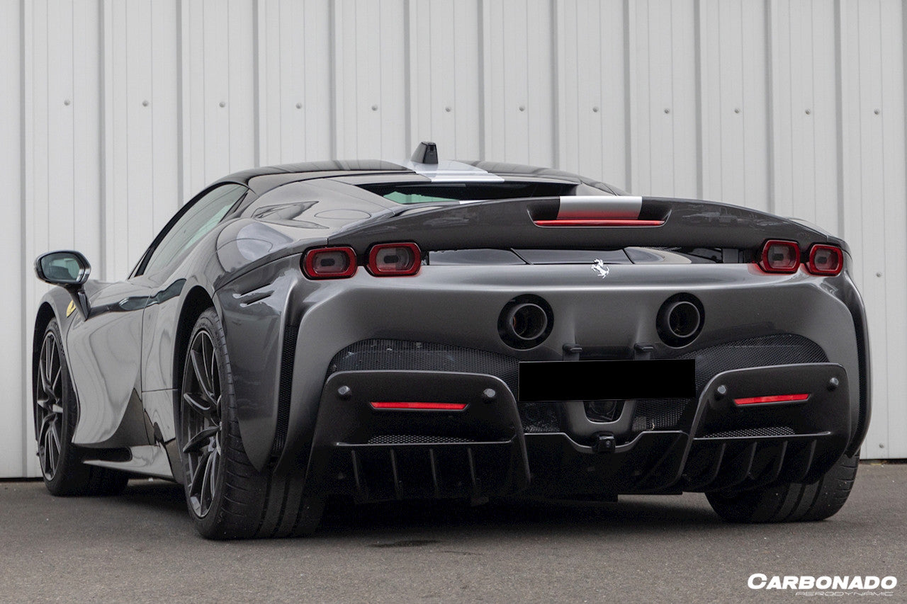 2020-UP Ferrari SF90 Stradale Assetto Fiorano Style Autoclave Carbon Fiber Trunk Spoiler - Carbonado