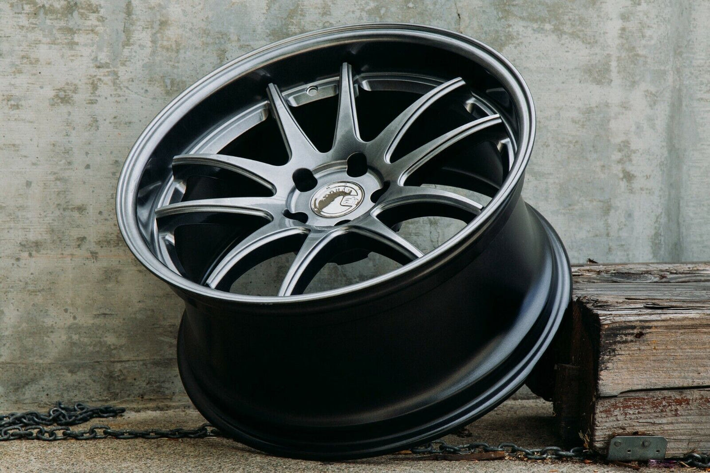 Aodhan DS02 Hyper Black - 19x8.5 +35 / 19x11 +22 5x114.3 (Staggered Set of 4)