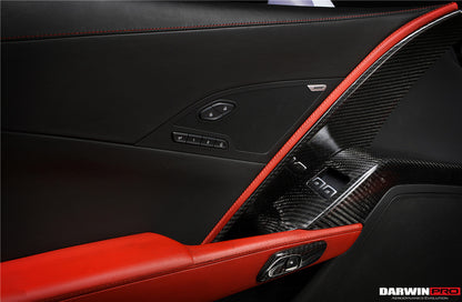 2013-2019 Corvette C7 Z06 Grandsport Dry Carbon Fiber Interior Door Handle Molding Cover Trims - DarwinPRO Aerodynamics