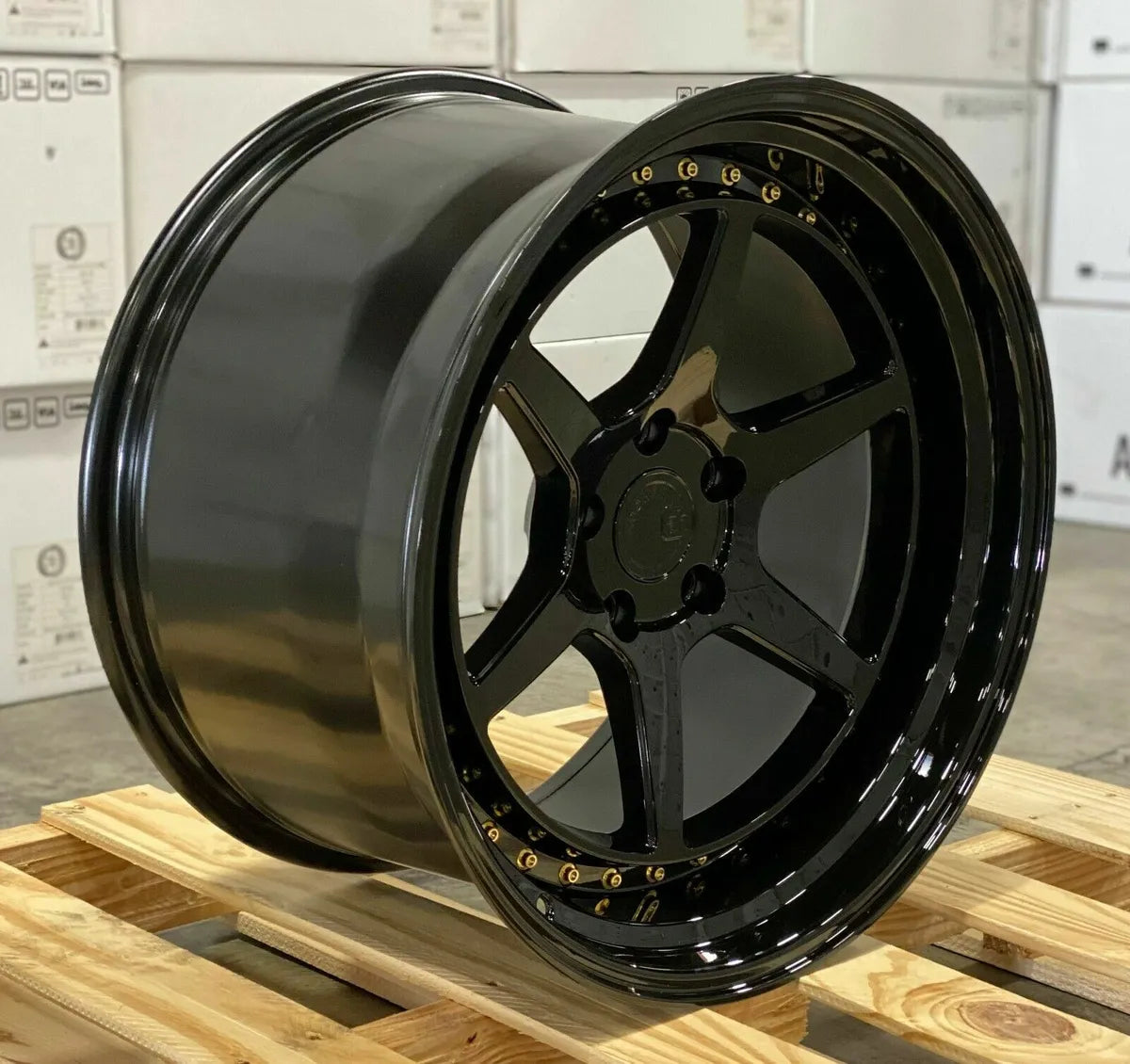 Aodhan DS09 Gloss Black W /Gold Rivets - 18x10.5 +22 5x114.3 (Square Set of 4)