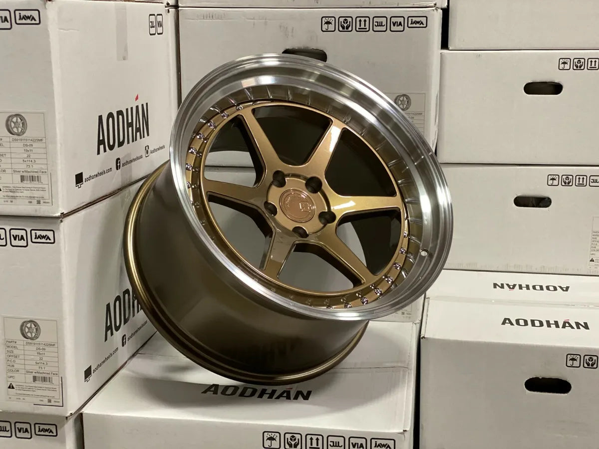 Aodhan DS09 Bronze w/Machined Lip - 19x8.5 +35 / 19x9.5 +22 5x114.3 (Staggered Set of 4)