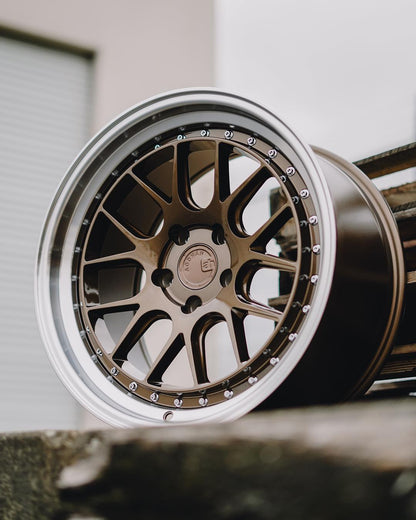 Aodhan DS06 Bronze w/Machined Lip - 18x8.5 +35 / 18x9.5 +30 5x114.3 (Staggered Set of 4)