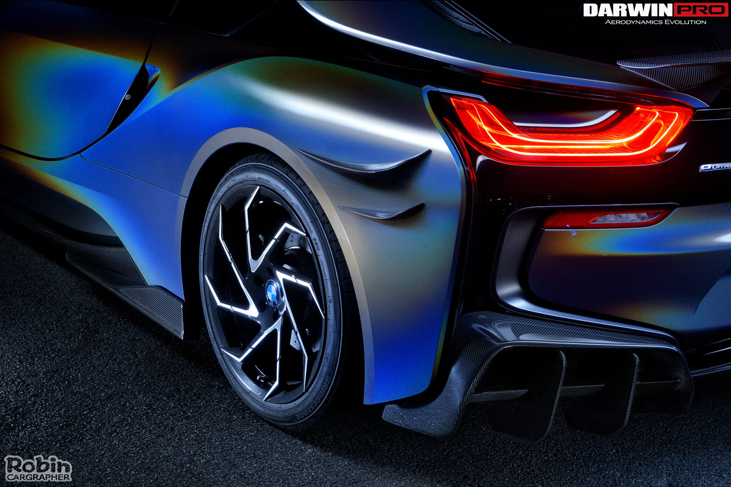 2014-2018 BMW i8 BZK Carbon Fiber Rear Canards - DarwinPRO Aerodynamics