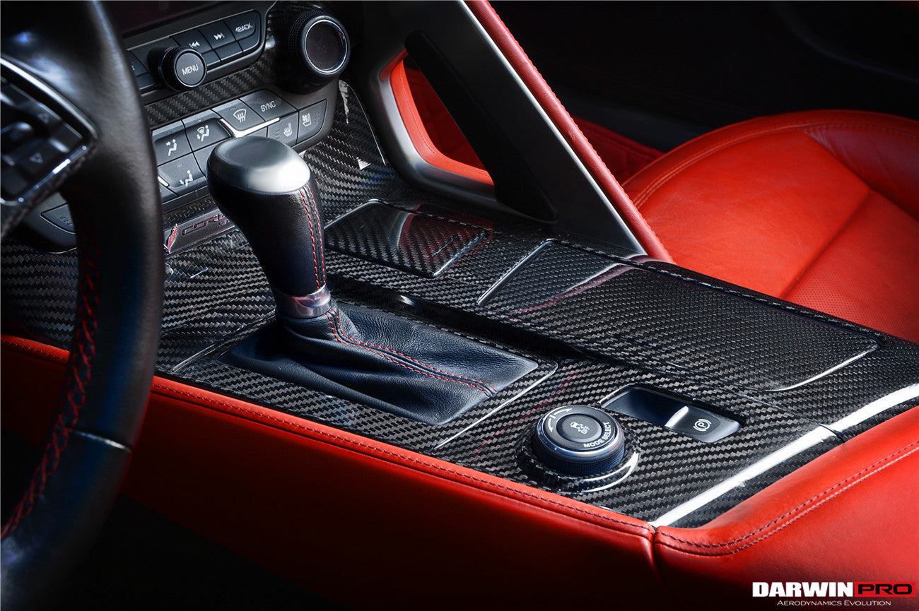 2013-2019 Corvette C7 Z06 Grandsport Dry Carbon Fiber Interior Outside Gears Panel Protective Cover Trim - DarwinPRO Aerodynamics