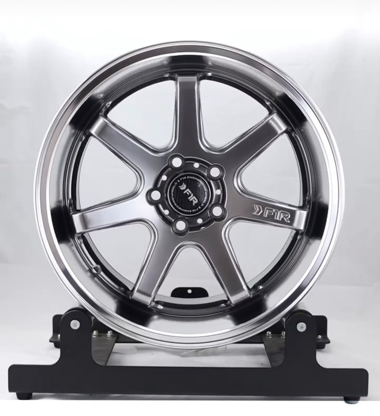 F1R FC7 18x8.5 ET35 Hyper Black/Polish Lip 5x112 – ( Square Set of 4 )