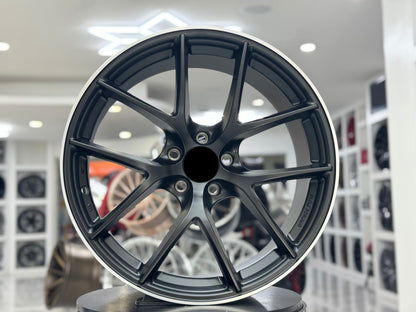 E054 Satin Black Machined Lip 19x8.5 ET35 5.114 - Square Set (4 Wheels)