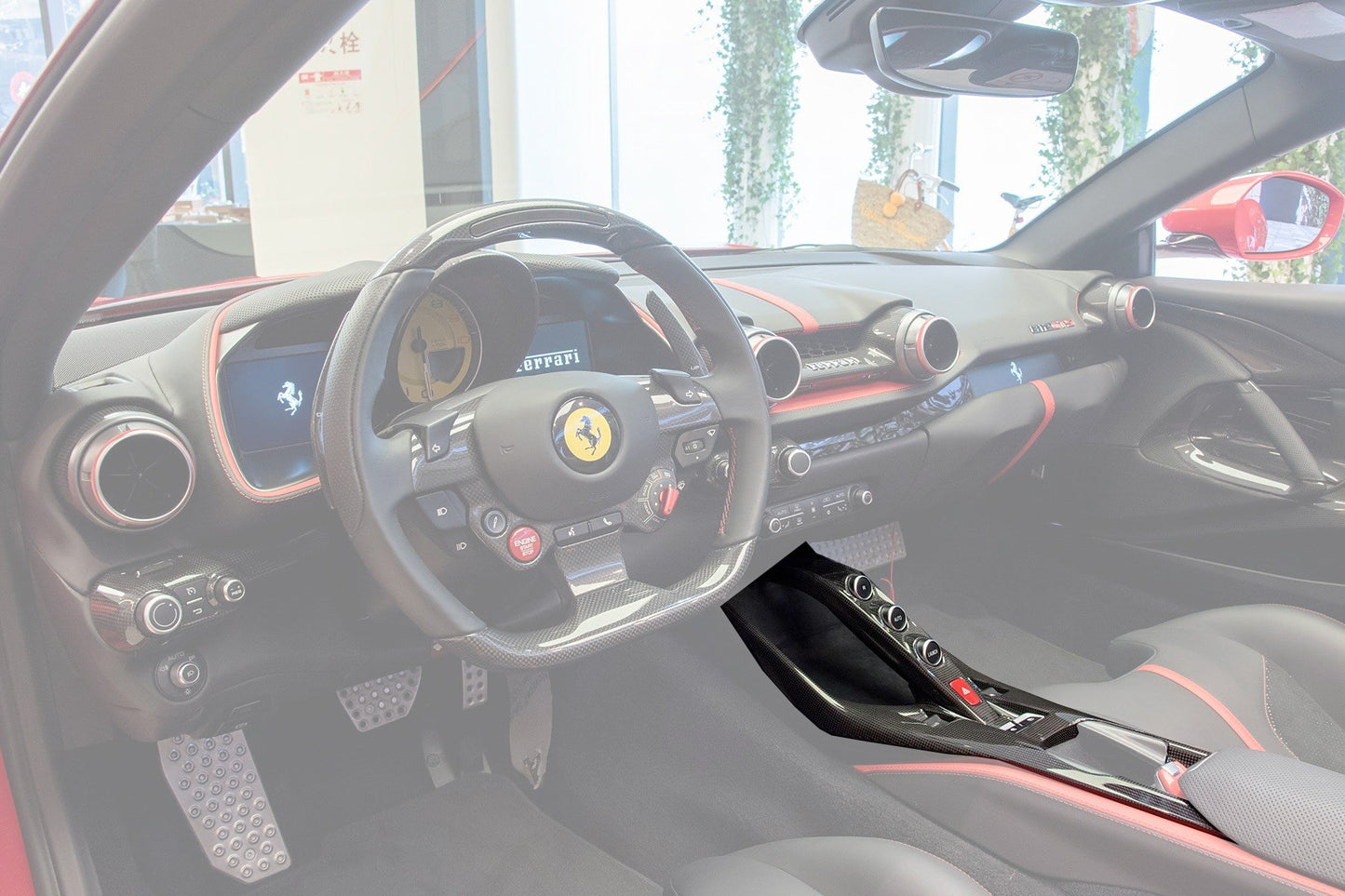 2017-2024 Ferrari 812 Superfast & GTS OE Style Dry Carbon Fiber Bridge Support & Windows Switches Panel - Carbonado