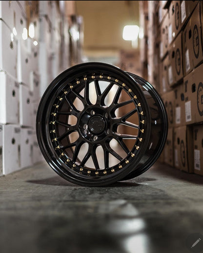 Aodhan AH02 Gloss Black ( Gold Rivet) - 19x9.5 +30 5x114.3 (Square Set of 4)
