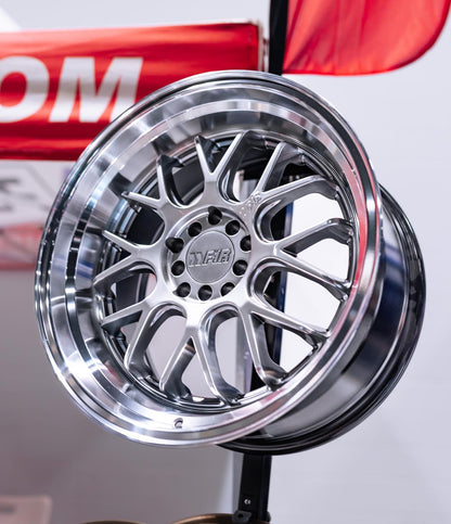 18" F1R F21 Hyper Black 5x112 / 5x114.3 Dual Pattern ( Square Setup ) ( Set of 4 )