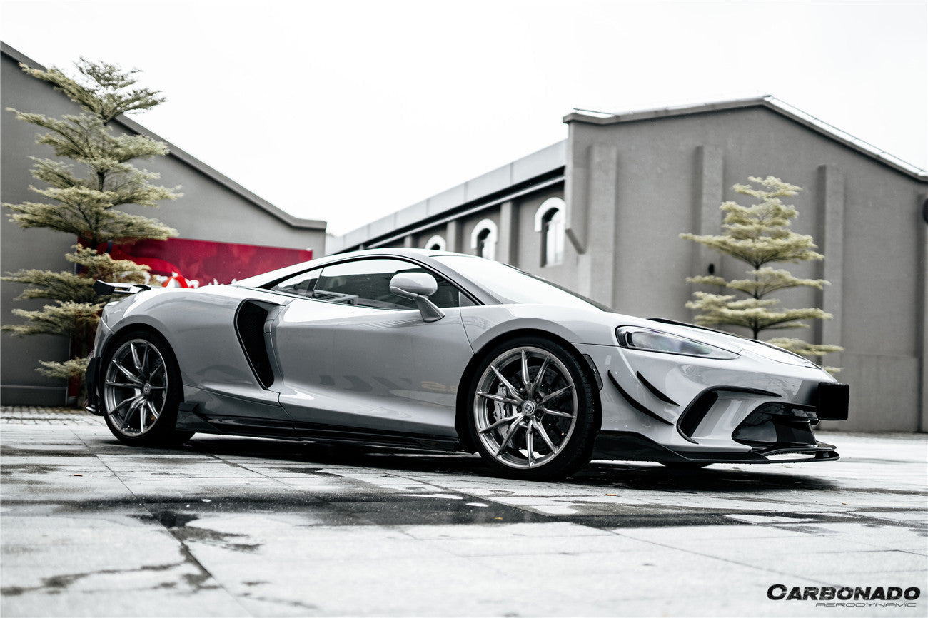 2020-2023 McLaren GT WP Style Dry Carbon Fiber Front Bumper Canards - Carbonado