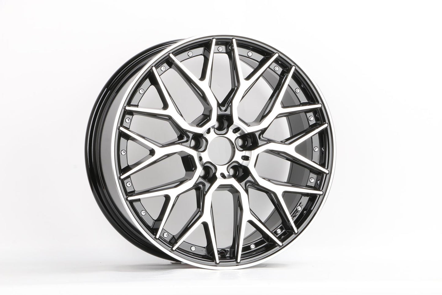 E034 Black Machined Face 18x8.0 ET35 5x114.3 - Square Set (4 Wheels)