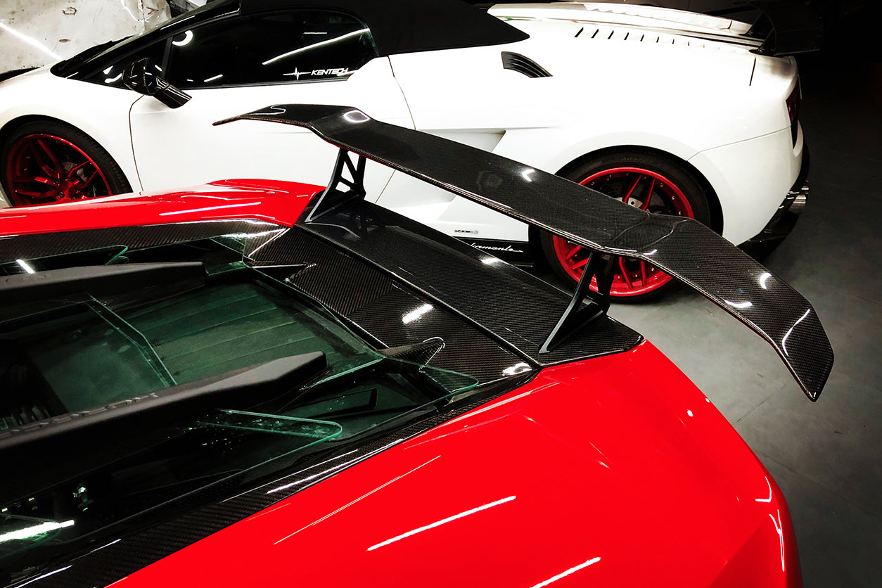 2015-2020 Lamborghini Huracan LP610/LP580 VRS Style Carbon Fiber Trunk Spoiler w/ Base - Carbonado