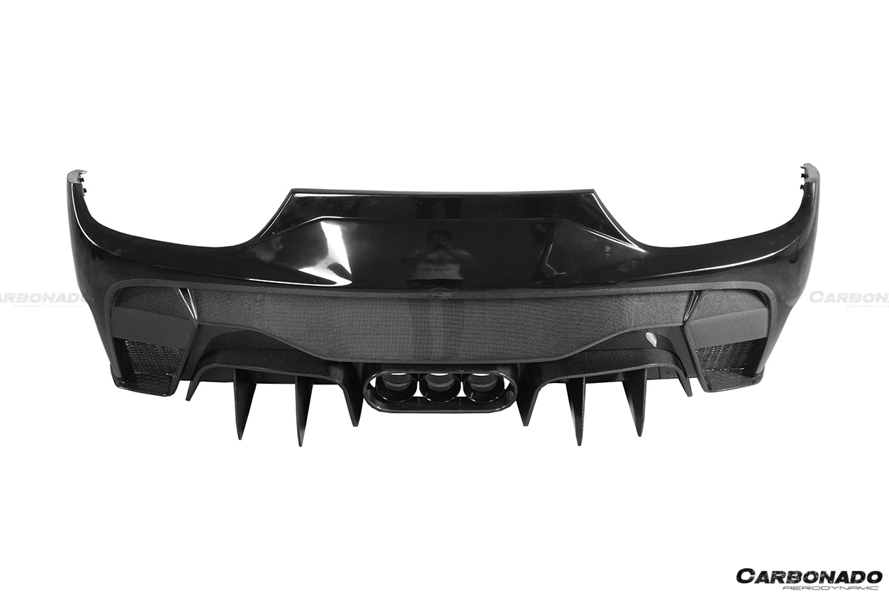 2010-2015 Ferrari 458 Italy/Spider VRS Style Rear Bumper W/Tips - Carbonado