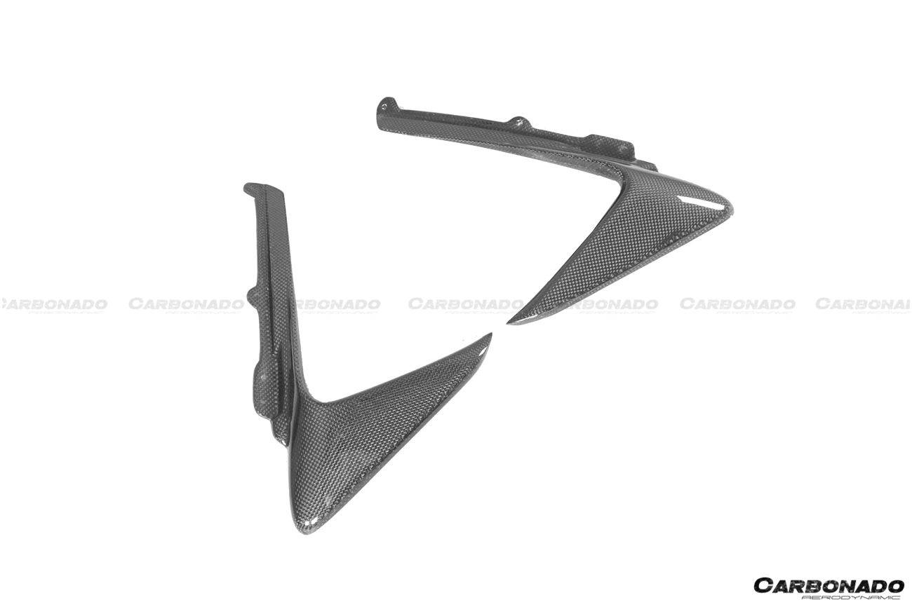 2018-2022 Ferrari 488 Pista OEM Style Carbon Fiber Front Bumper Vent Canards - Carbonado