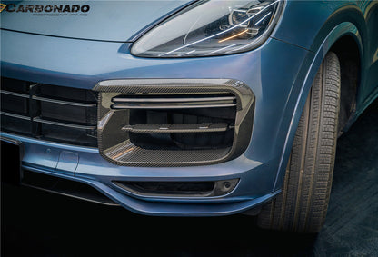 2018-2023 Porsche 9Y0.1 Cayenne Turbo TKT Style Dry Carbon Fiber Front Bumper Vent Cover