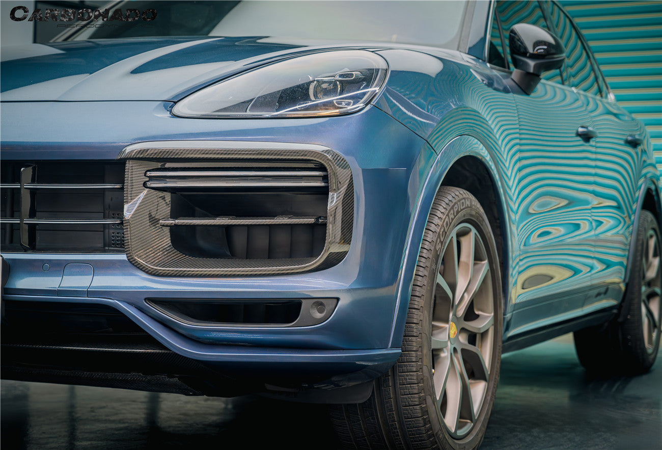 2018-2023 Porsche 9Y0.1 Cayenne Turbo TKT Style Dry Carbon Fiber Front Bumper Vent Cover