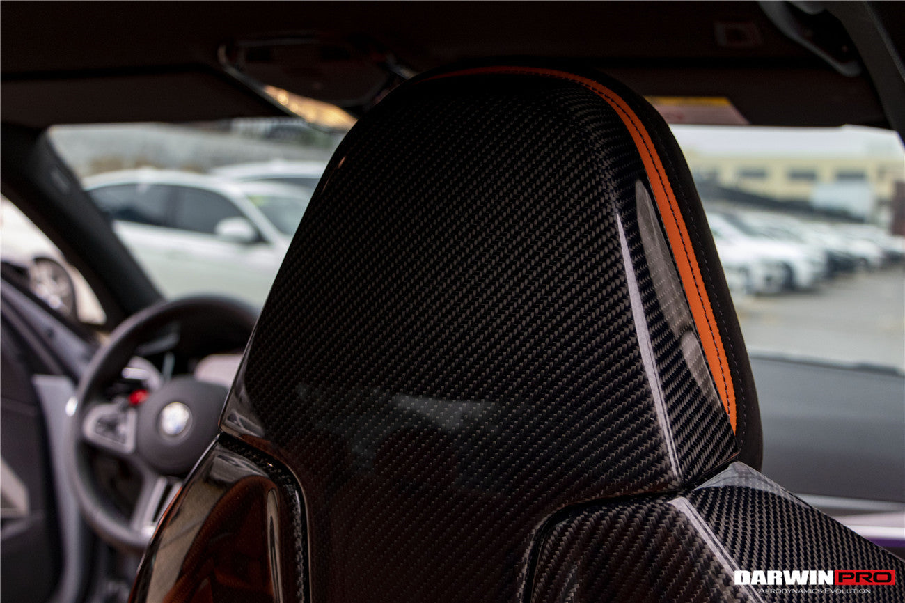 2021-UP BMW M3 G80 Carbon Fiber Seat-Back Cover - DarwinPRO Aerodynamics