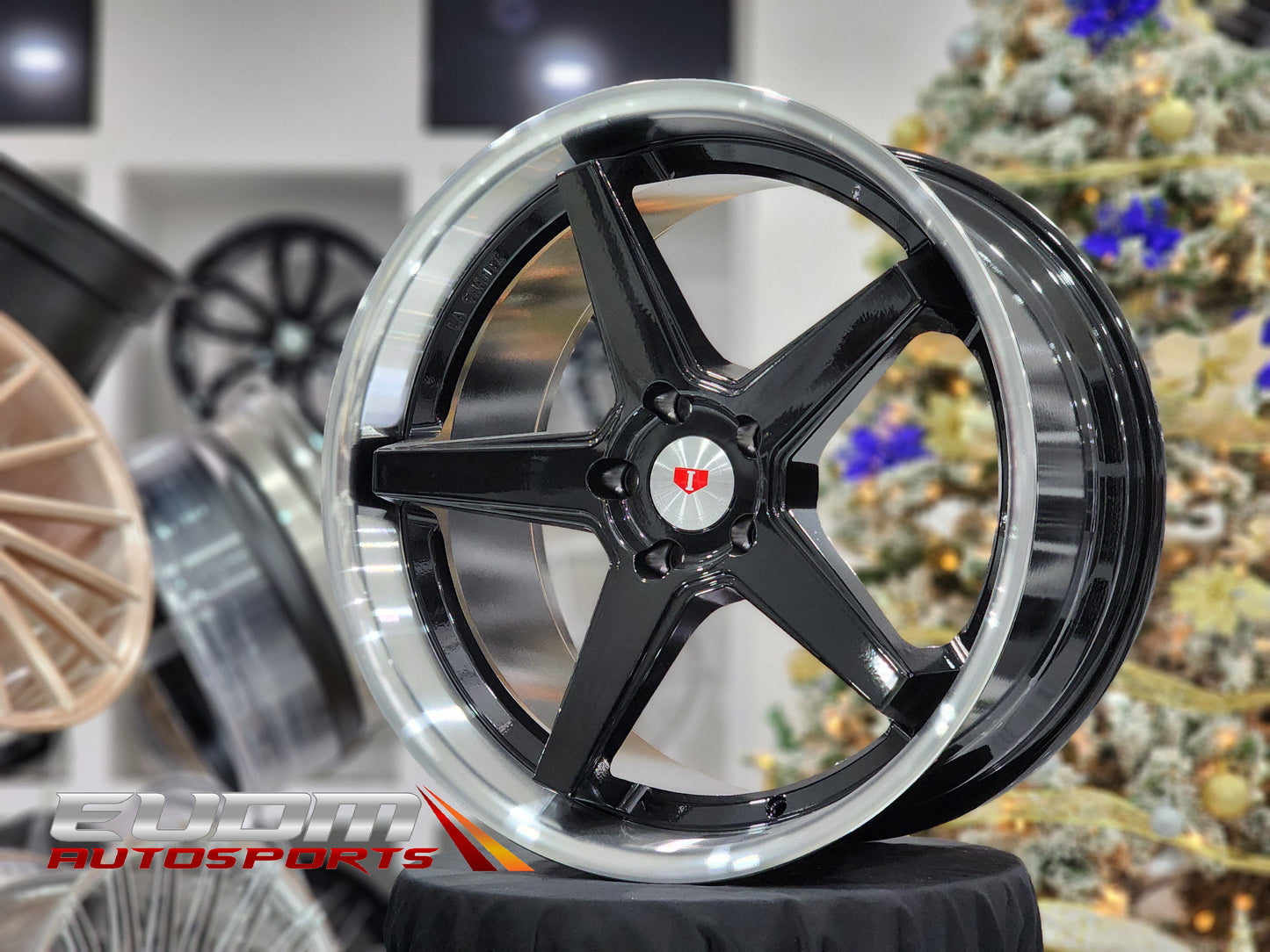 E1501 Black Machined Lip 20x10.5 ET35 5x112 – (Square Set of 4)