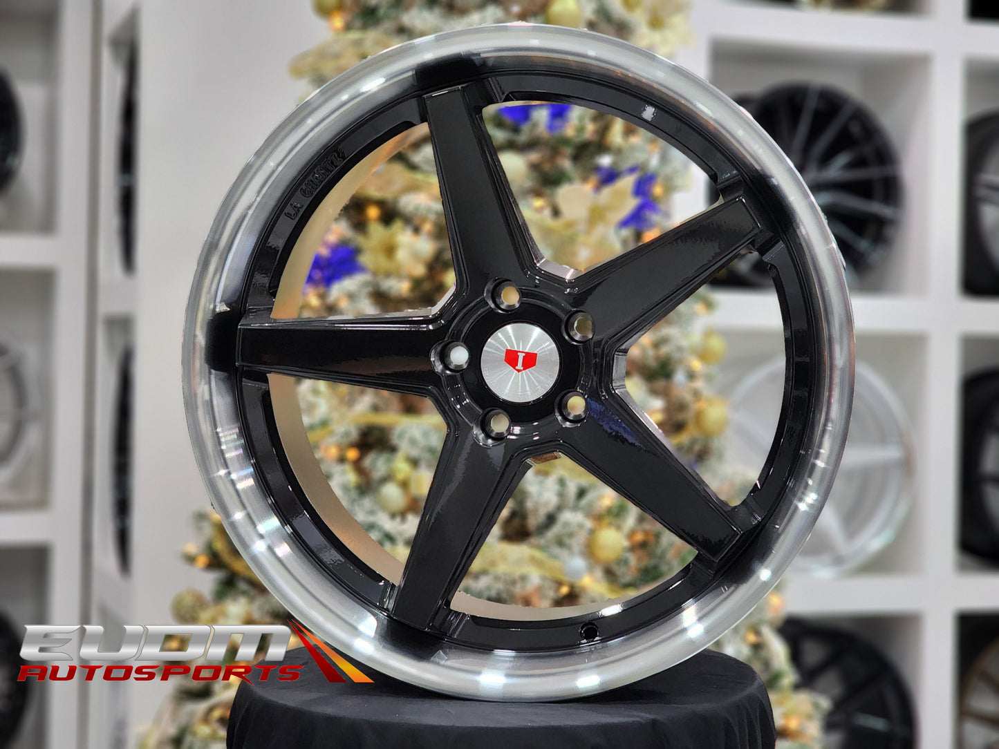 E1501 Black Machined Lip 20x9 ET35 5x112 – (Square Set of 4)