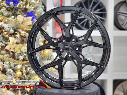 23" Vossen HF5 Gloss Black 5x112 ( Square Setup ) ( Set of 4 )