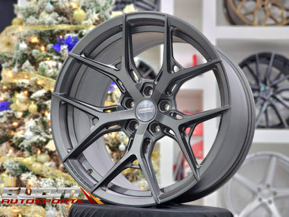 20" Vossen HF5 Matte Gunmetal 5x112 ( Staggered Setup ) ( Set of 4 )