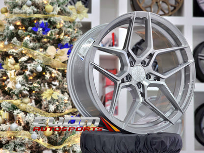 Rohana RFX11 20x10 ET45 / 20x11 ET22 Brushed Titanium 5x112 – (Staggered Set of 4)