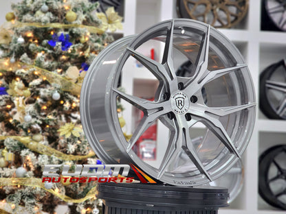 22" Rohana RFX5 Brushed Titanium 5x130 ( Staggered Setup ) ( Set of 4 )