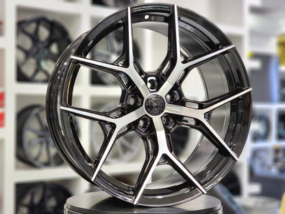 E1500 Black Machined Face 20x8.5 ET35 5x112 – (Square Set of 4)
