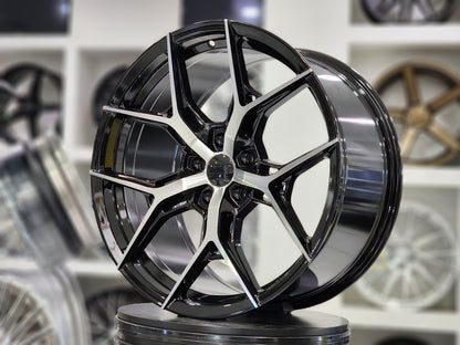 E1500 Black Machined Face 20x10 ET35 5x114.3 – (Square Set of 4)