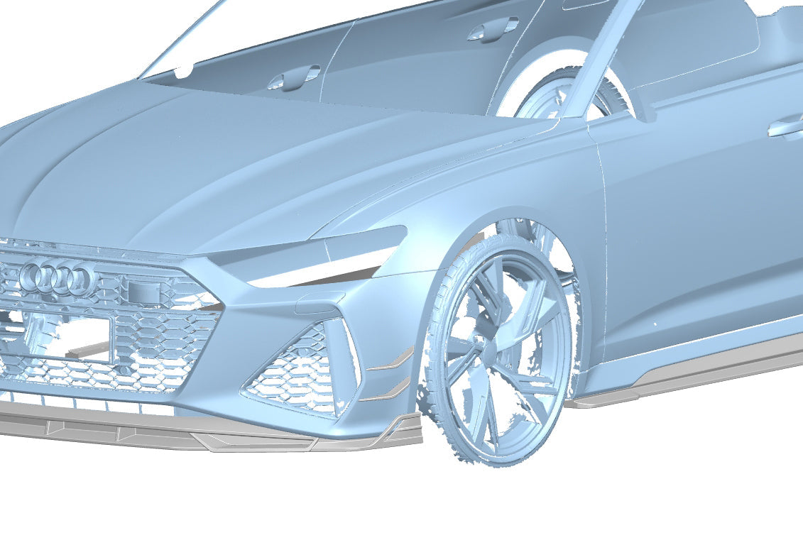 2019-2024 Audi RS6 & RS7 C8 AD Style Dry Carbon Fiber Front Bumper Canards - Carbonado