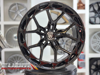 20" Staggered Rohana RFX19 Gloss black w/ Continental dws06 tires package