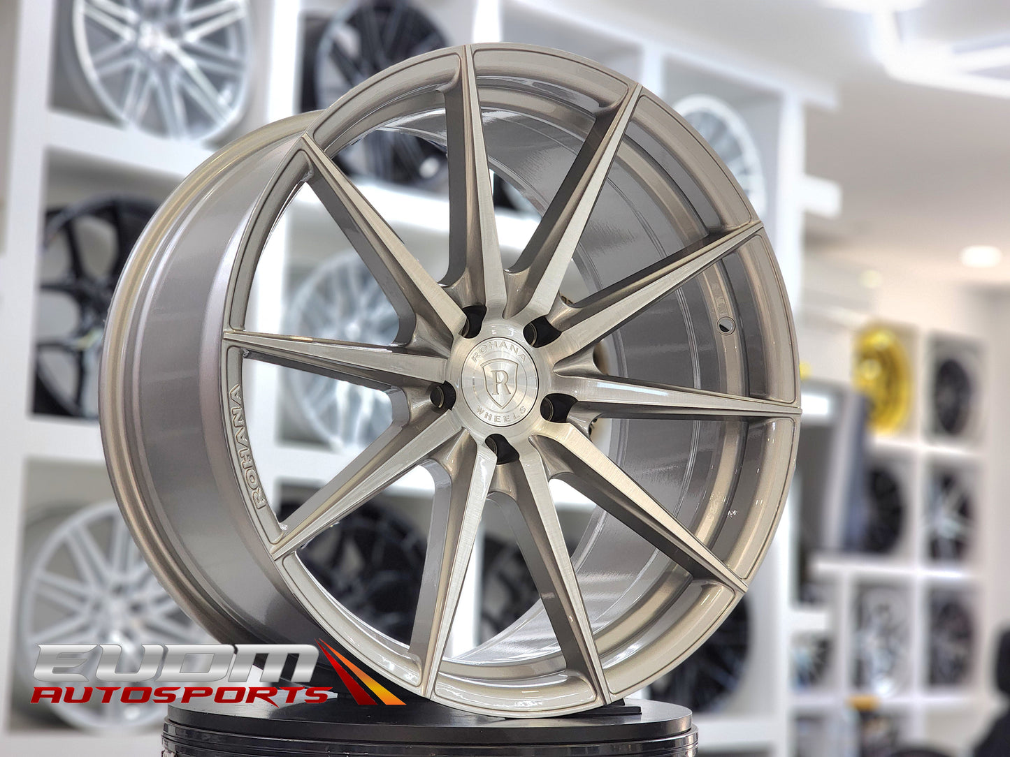 Rohana RFX1 20x11 ET45 / 20x12 ET45 Brushed Titanium 5x130 – (Staggered Set of 4)