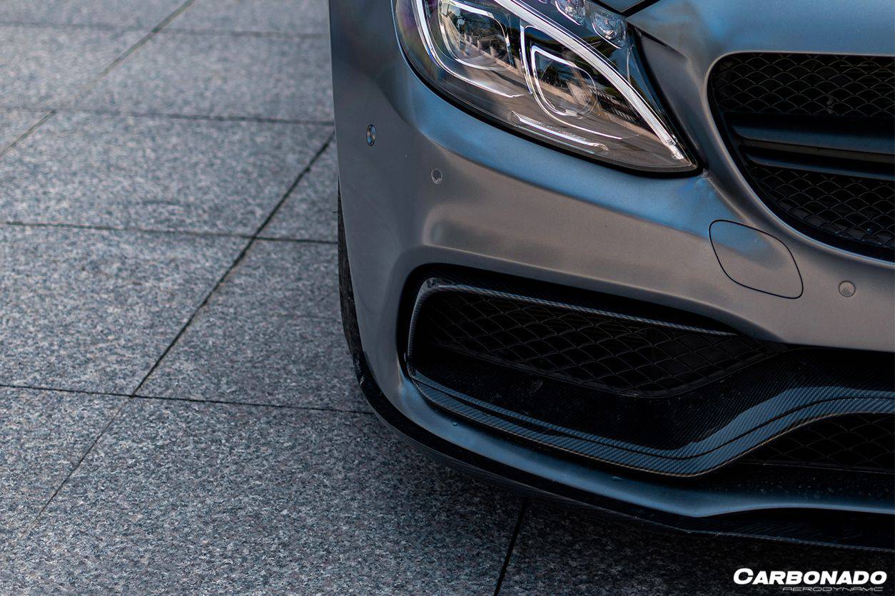 2015-2021 Mercedes Benz W205 C63/S AMG Sedan/Coupe Carbon Fiber Front Bumper Canards - Carbonado Aero