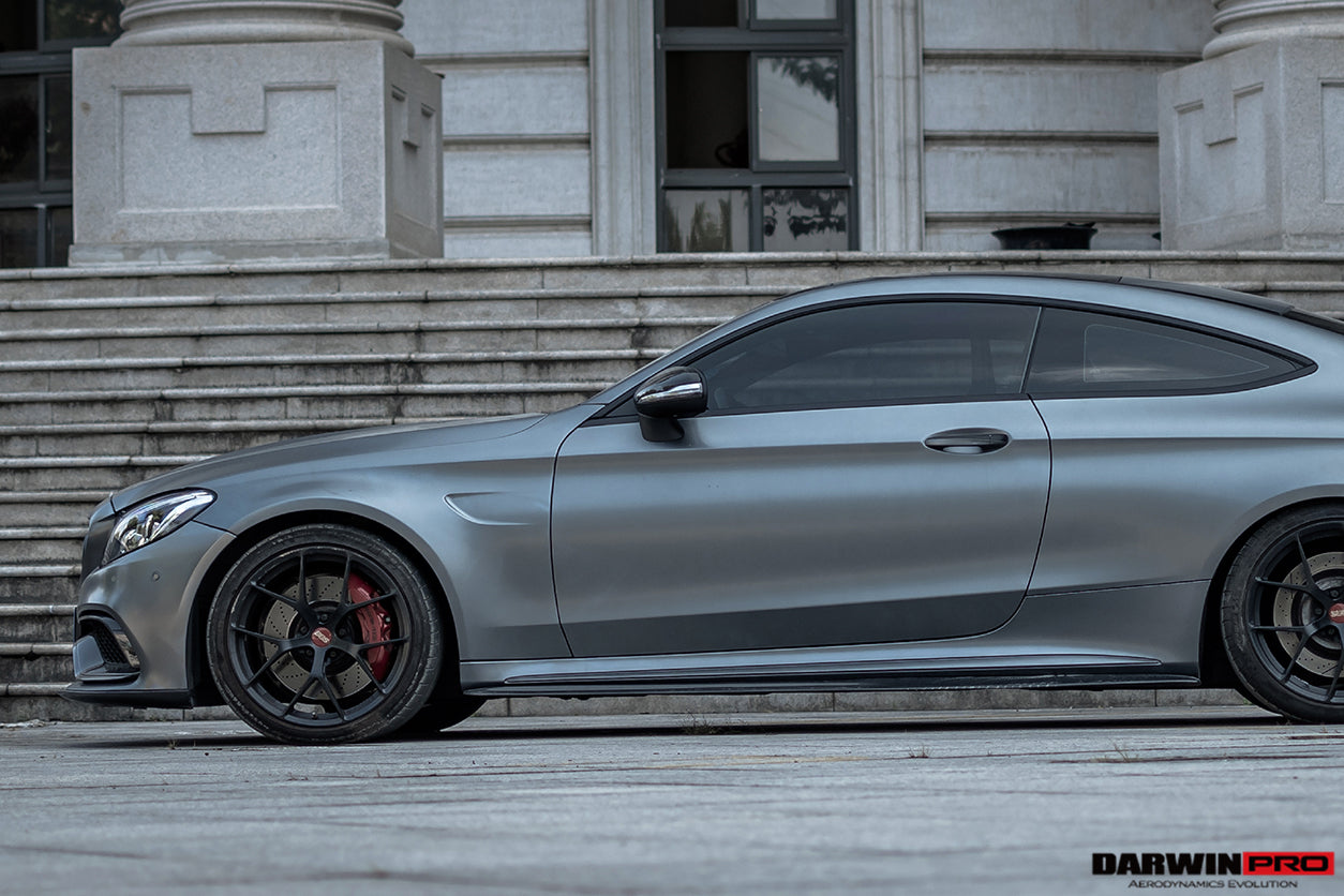 2015-2021 Mercedes Benz W205 C63/S AMG Coupe Carbon Fiber Side Skirts Extension - DarwinPRO Aerodynamics