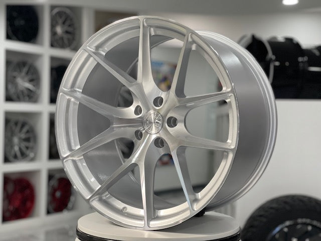 19" Aodhan AFF7 Gloss Silver Machined Face 5x112 ( Square Setup )