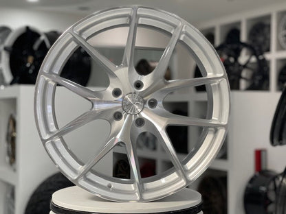 Aodhan AFF7 Gloss Silver Machined Face - 18x8.5 +35 / 18x9.5 +35 5x120 (Staggered Set of 4)
