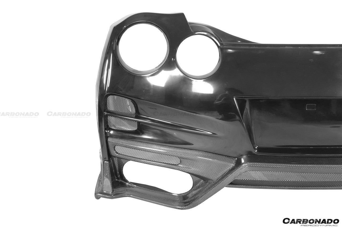 2008-2022 Nissan GTR R35 CBA/DBA/EBA TS Style Rear Bumper w/ Diffuser & Fins - Carbonado