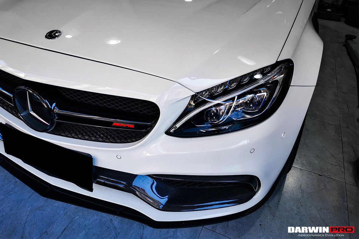 2015-2021 Mercedes Benz W205 C63/S AMG Carbon Fiber Front Bumper Trim Set (4pcs) - DarwinPRO Aerodynamics
