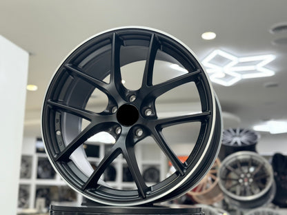 E054 Satin Black Machined Lip 19x9.5 ET38 5.114 - Square Set (4 Wheels)