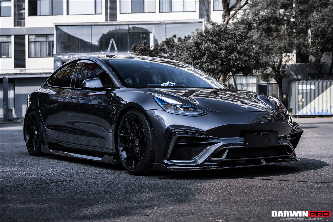 2017-2023 Tesla Model 3 IMP Performance Partial Carbon Fiber Front Bumper - DarwinPRO Aerodynamics
