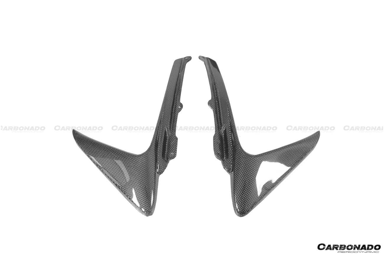 2018-2022 Ferrari 488 Pista OEM Style Carbon Fiber Front Bumper Vent Canards - Carbonado Aero