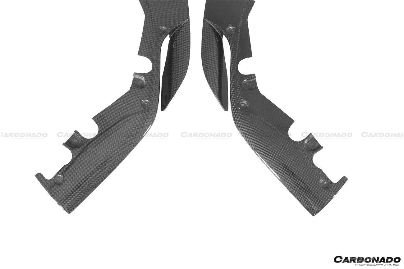 2018-2022 Ferrari 488 Pista OEM Style Carbon Fiber Front Bumper Side Splitter - Carbonado Aero