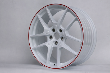 E301 White Red Lip 18x8.5 ET35 5.114 - Square Set (4 Wheels)