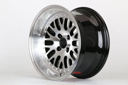 E310 Black Machined Face 15x8.0 ET0 4.100 - Square Set (4 Wheels)