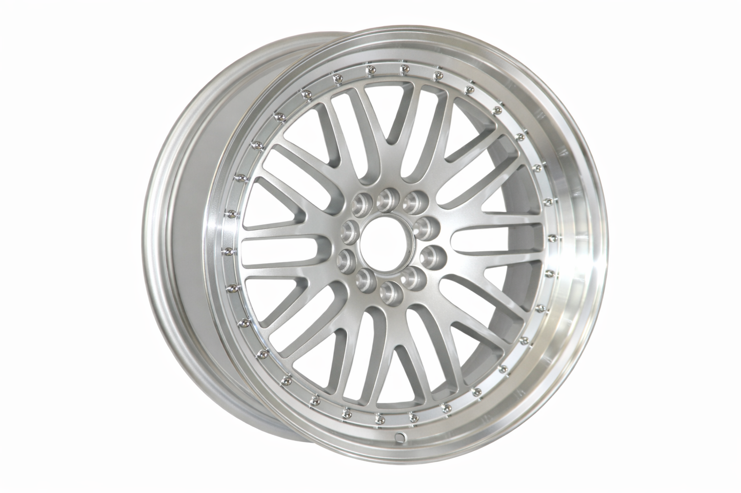 E310 Silver Machined Lip with Silver Rivet 17x8.0 ET20 5.100.113 - Square Set (4 Wheels)