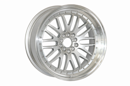 E310 Silver Machined Lip with Silver Rivet 18x8.5 ET25 5.100.113 - Square Set (4 Wheels)