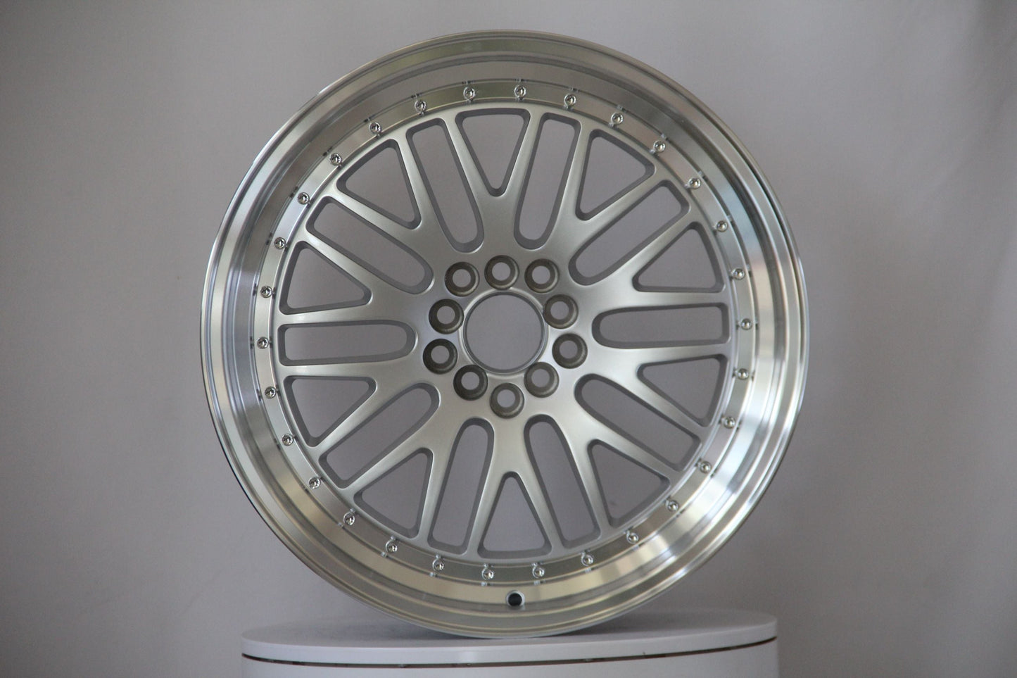 E310 Silver Machined Lip with Silver Rivet 17x8.0 ET20 5.100.113 - Square Set (4 Wheels)